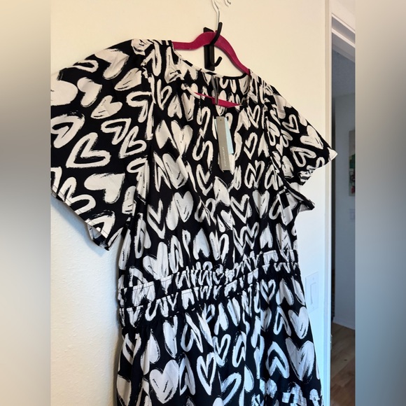 NEW Anthropologie Somerset Maxi Dress Black White Heart 2X Plus Maxi NWT - Picture 6 of 10